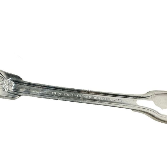 Vtg Olde Chelsea Pattern Silverplated 6 Dinner Spoons + Round Spoon in Plastic - Picture 5 of 15